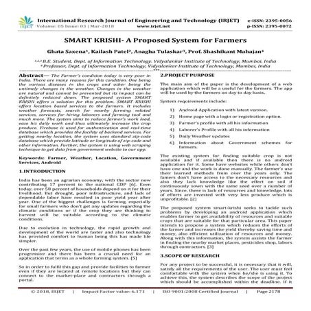 IRJET-  	  SMART KRISHI- A Proposed System for Farmers