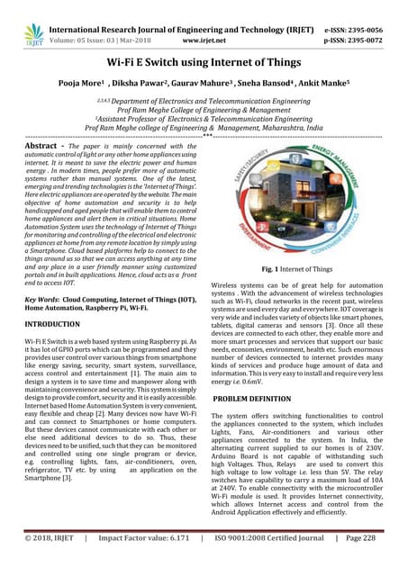 IRJET-V 	  Wi-Fi E Switch using Internet of Things