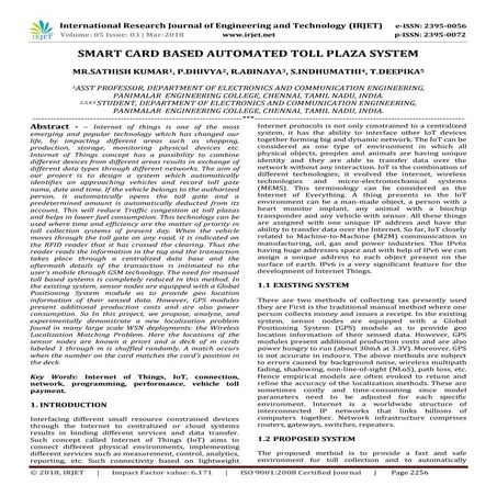 IRJET-  	  Smart Card Based Automated Toll Plaza System
