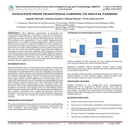 IRJET- Evolution from Traditional Farming to Digital Farming
