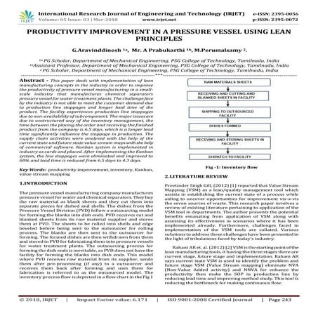 IRJET-Productivity Improvement in a Pressure Vessel using Lean Principles