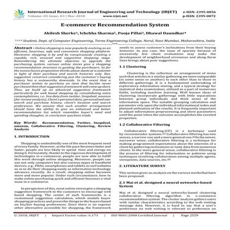 IRJET- E-commerce Recommendation System