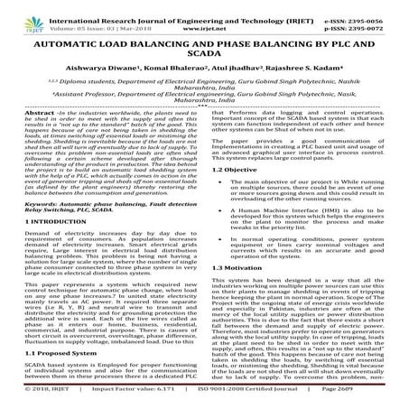 IRJET-  	  Automatic Load Balancing and Phase Balancing by PLC and Scada