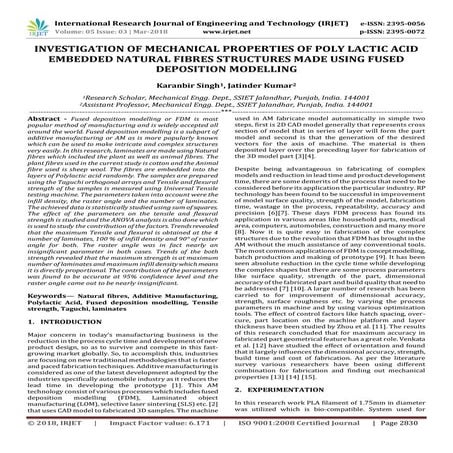 IRJET- Investigation of Mechanical Properties of Poly Lactic Acid Embedded Na...