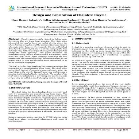 IRJET- Design and Fabrication of Chainless Bicycle