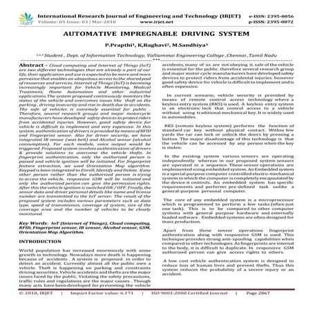 IRJET-  	  Automative Impregnable Driving System