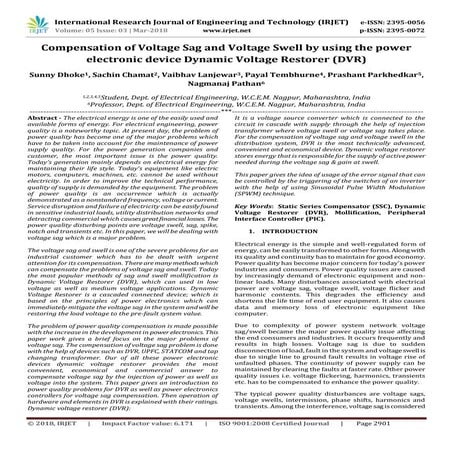 IRJET-  	  Compensation of Voltage Sag and Voltage Swell by using the Power E...