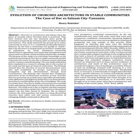 IRJET-  	  Evolution of Churches Architecture in Stable Communities. The Case...