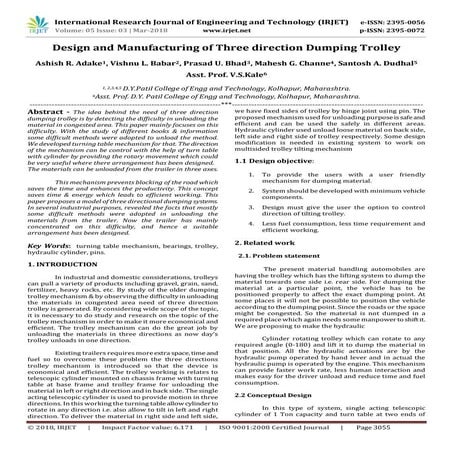 IRJET-  Design and Manufacturing of Three Direction Dumping Trolley