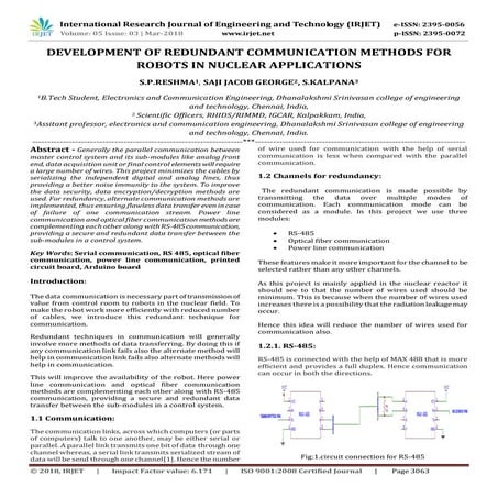 IRJET-  	  Development of Redundant Communication Methods for Robots in Nucle...