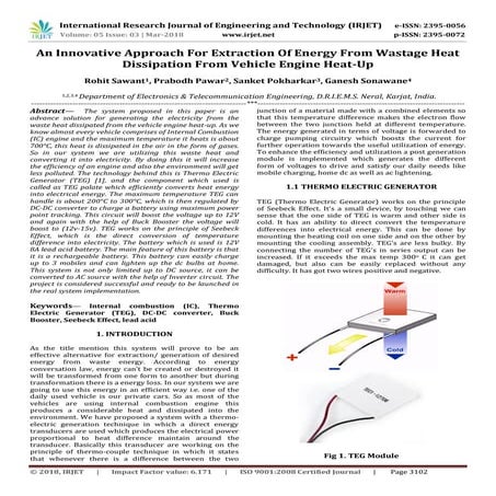 IRJET-  	  An Innovative Approach for Extraction of Energy from Wastage Heat ...