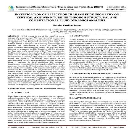 IRJET- Investigation of Effects of Trailing Edge Geometry on Vertical Axis Wi...