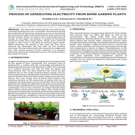 IRJET-  	  Process of Generating Electricity from Home Garden Plants