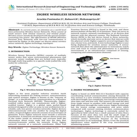 IRJET-81 	  Zigbee Wireless Sensor Network