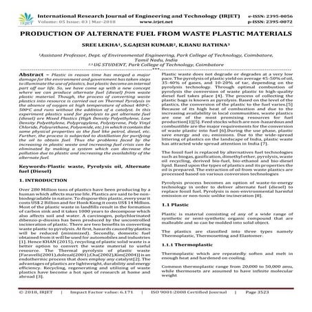 Project report of (biodiesel extraction from waste plastic) | PDF