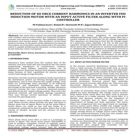 IRJET- Reduction of So Urce Current Harmonics in an Inverter Fed Induction Mo...