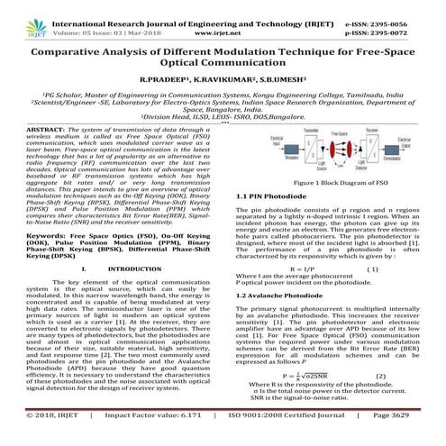 IRJET- Comparative Analysis of Different Modulation Technique for Free-Space ...