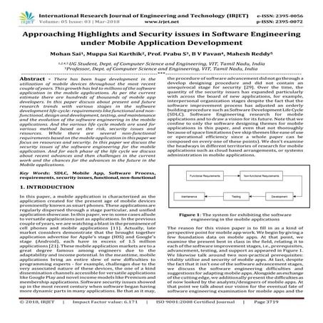 IRJET-  	  Approaching Highlights and Security issues in Software Engineering...