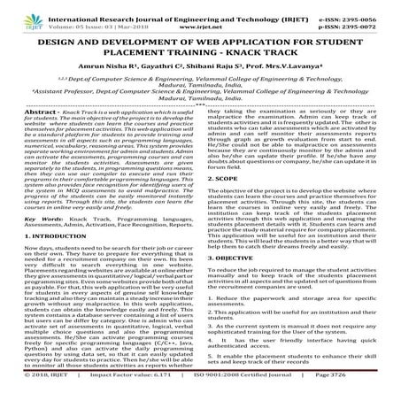 IRJET-  	  Design and Development of Web Application for Student Placement Tr...