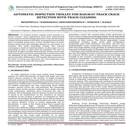 IRJET-  	  Automatic Inspection Trolley for Railway Track Crack Detection wit...