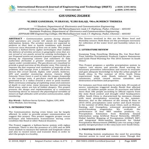 IRJET- GIS using Zigbee