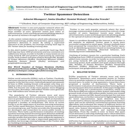 IRJET- Twitter Spammer Detection