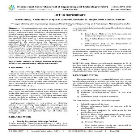 IRJET- IOT in Agriculture