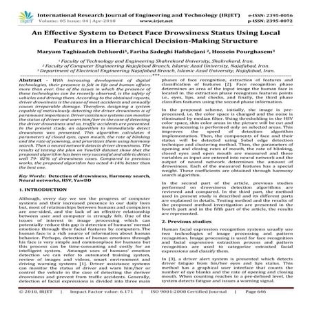 IRJET-  	  An Effective System to Detect Face Drowsiness Status using Local F...
