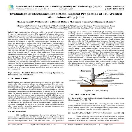IRJET- Evaluation of Mechanical and Metallurgical Properties of TIG Welded Al...