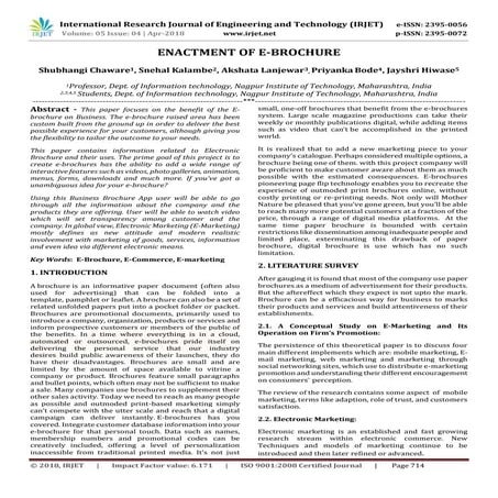 IRJET-  	  Enactment of E-Brochure