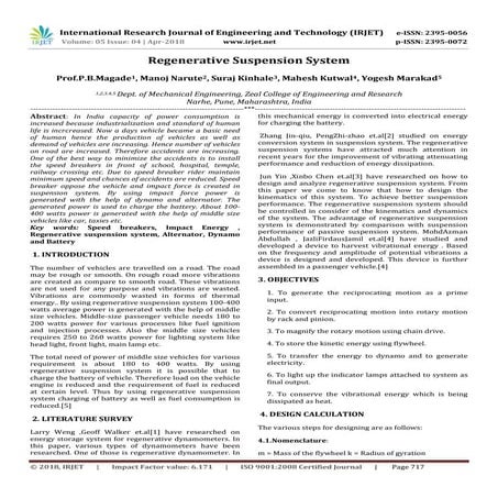 IRJET- Regenerative Suspension System