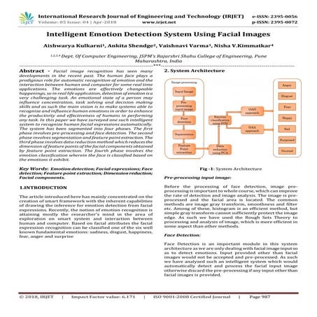 IRJET- Intelligent Emotion Detection System using Facial Images