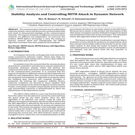 IRJET- Stability Analysis and Controlling MITM Attack in Dynamic Network