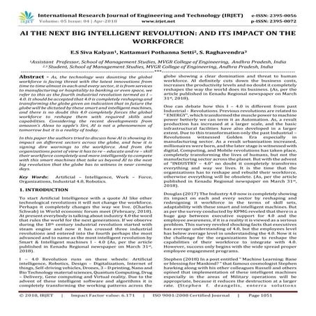 IRJET-  	  AI the Next Big Intelligent Revolution: And its Impact on the Work...