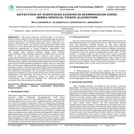 IRJET-  	  Detection of Suspicious Lesions in Mammogram using Zebra Medical V...
