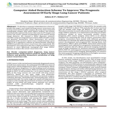 IRJET- Computer Aided Detection Scheme to Improve the Prognosis Assessment of...