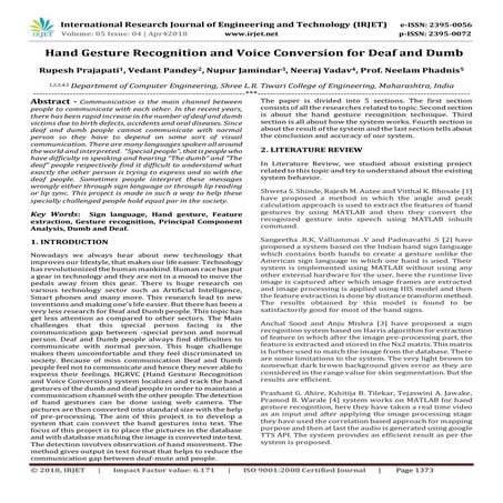 IRJET- Hand Gesture Recognition and Voice Conversion for Deaf and Dumb