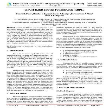 IRJET-  	  Smart Hand Gloves for Disable People