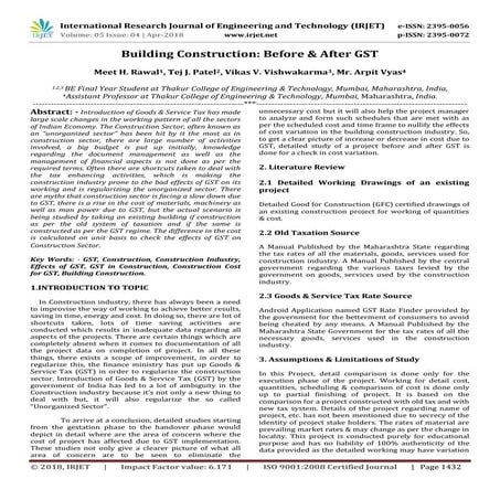 IRJET- Building Construction: Before & After GST