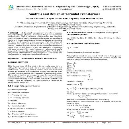 IRJET-  	  Analysis and Design of Toroidal Transformer