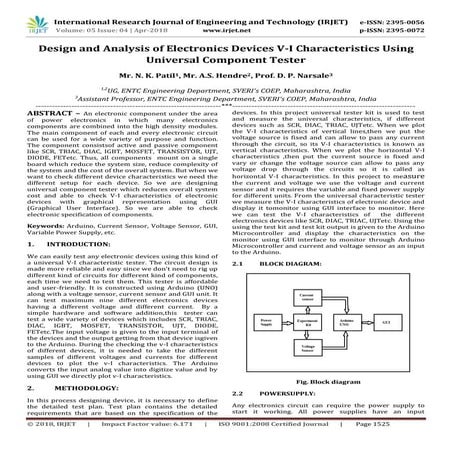 IRJET-  	  Design and Analysis of Electronics Devices V-I Characteristics usi...