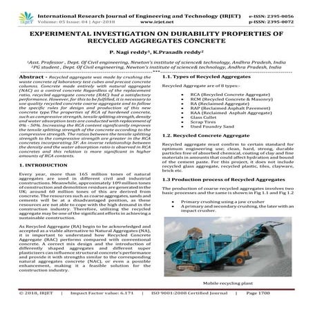 IRJET- Experimental Investigation on Durability Properties of Recycled Aggreg...