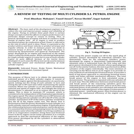 IRJET-  	  A Review of Testing of Multi Cylinder S.I. Petrol Engine