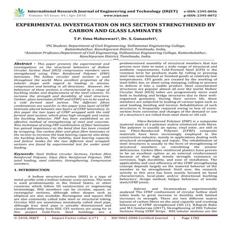 IRJET-  	  Experimental Investigation on Hcs Section Strengthened by Carbon a...