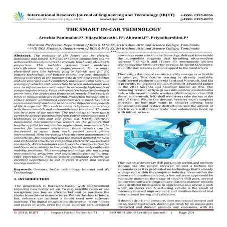 IRJET-  	  The Smart in-Car Technology