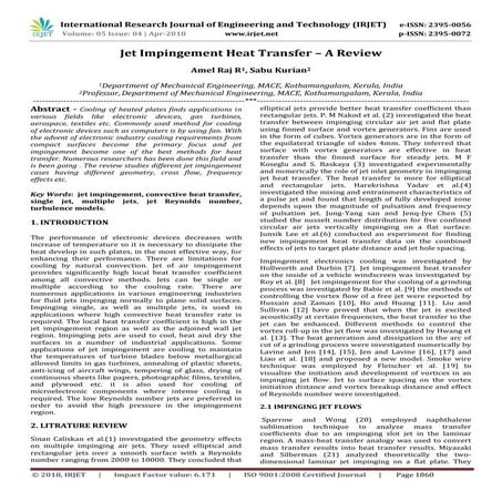IRJET- Study of Jet Impingement Heat Transfer | PDF