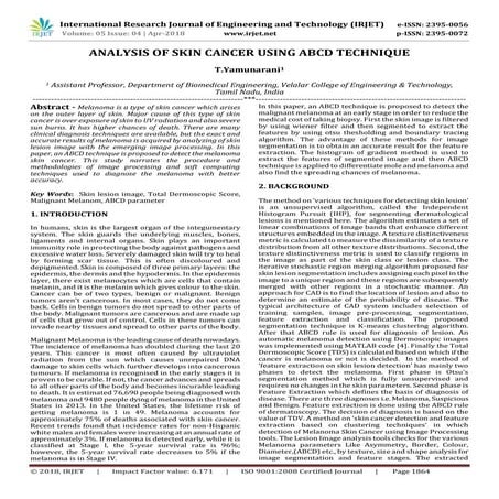 IRJET-  	  Analysis of Skin Cancer using ABCD Technique