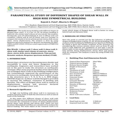 IRJET- Parametrical Study of Different Shapes of Shear Wall in High Rise Symm...