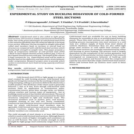 IRJET- Experimental Study on Buckling Behaviour of Cold-Formed Steel Sections