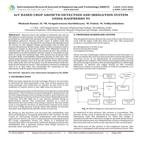 IRJET- IoT Based Crop Growth Detection and Irrigation System using Raspberry PI